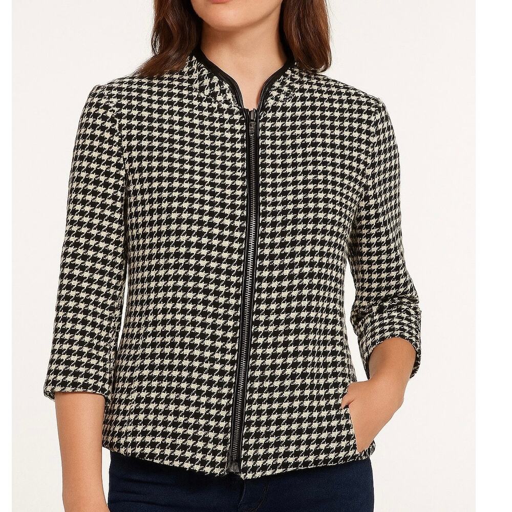 Apostrophe Houndstooth Wool Blend Blazer Jacket 12 Petite